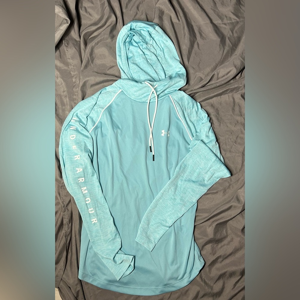 Small teal Under Armor long sleeve with white detailing